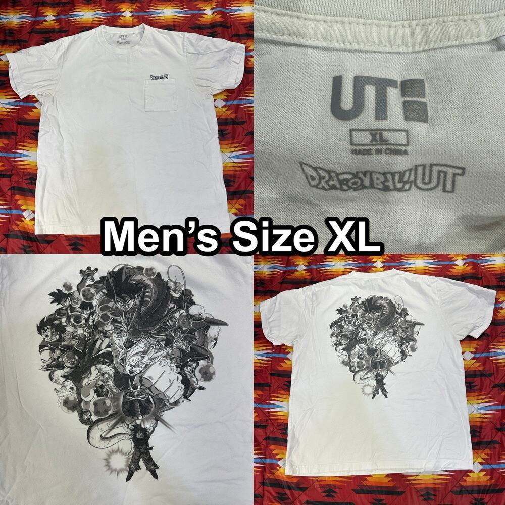 Uniqlo x Dragon Ball Z White T-Shirt Men’s Size XL Pocket Graphic Goku Anime